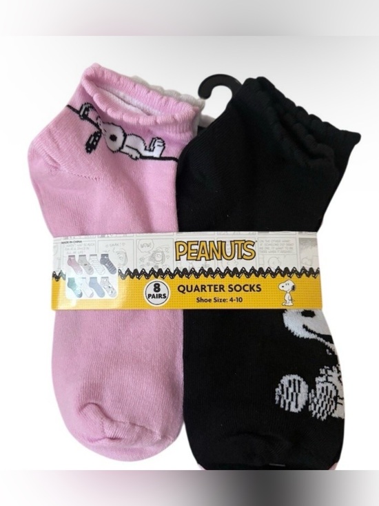 Peanuts Accessories - Peanuts NWT 8 Pair Ankle/Quarter Socks - Snoopy/Woodstock